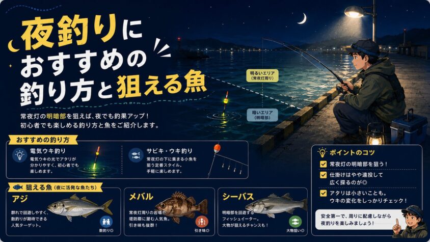夜釣りにおすすめの釣り方と狙える魚