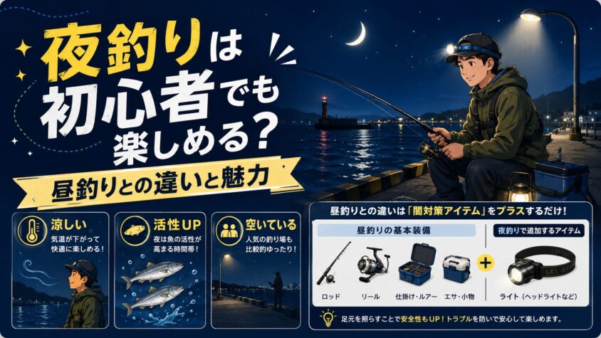 夜釣りは初心者でも楽しめる？昼釣りとの違いと魅力
