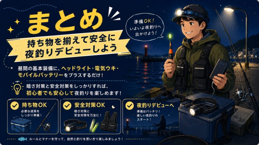 夜釣り初心者の持ち物完全ガイドのまとめ
