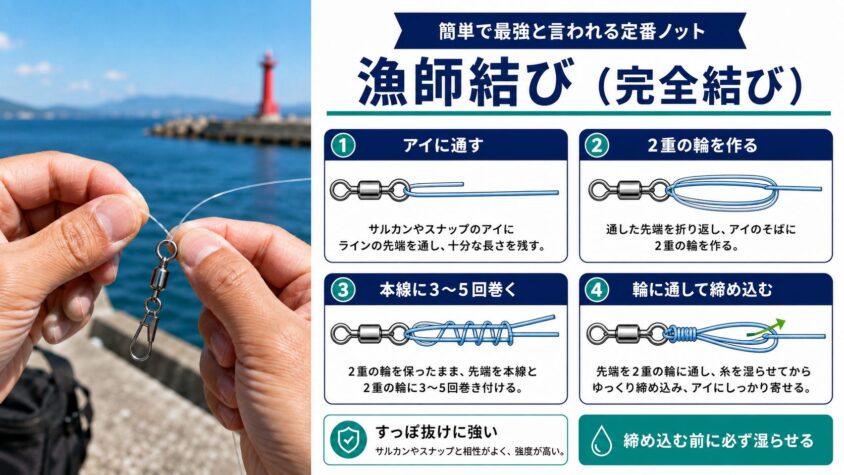 簡単で最強と言われる漁師結び(完全結び)