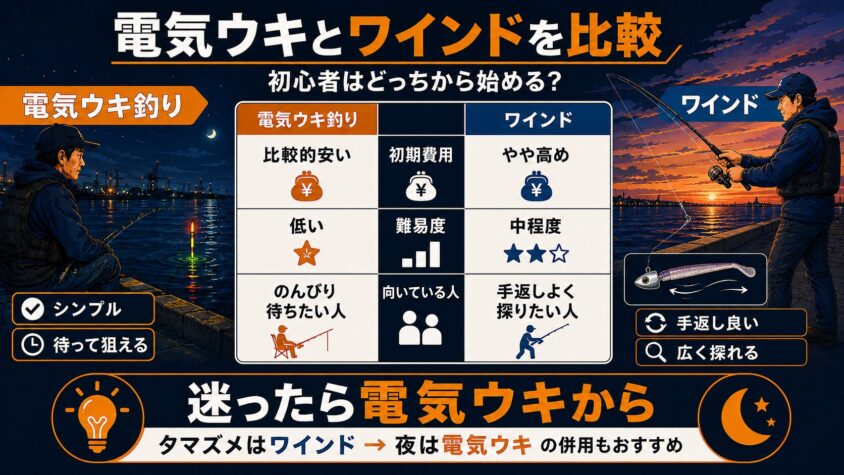 電気ウキ釣り vs ワインド、初心者はどっちから始めるべき？