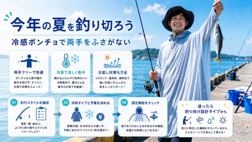 冷感ポンチョは釣りの熱中症対策になる?選び方とおすすめ4選を解説のまとめ