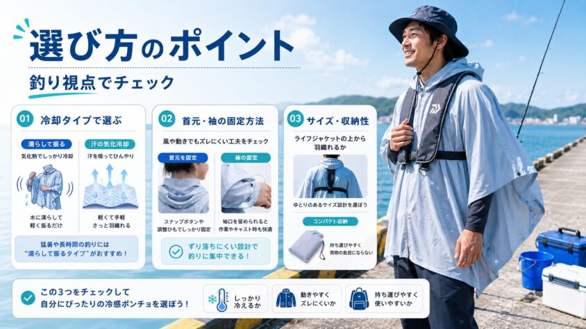 冷感ポンチョの選び方・釣り視点で見るべき3つのポイント