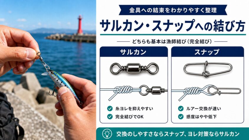 サルカン・スナップへの結び方