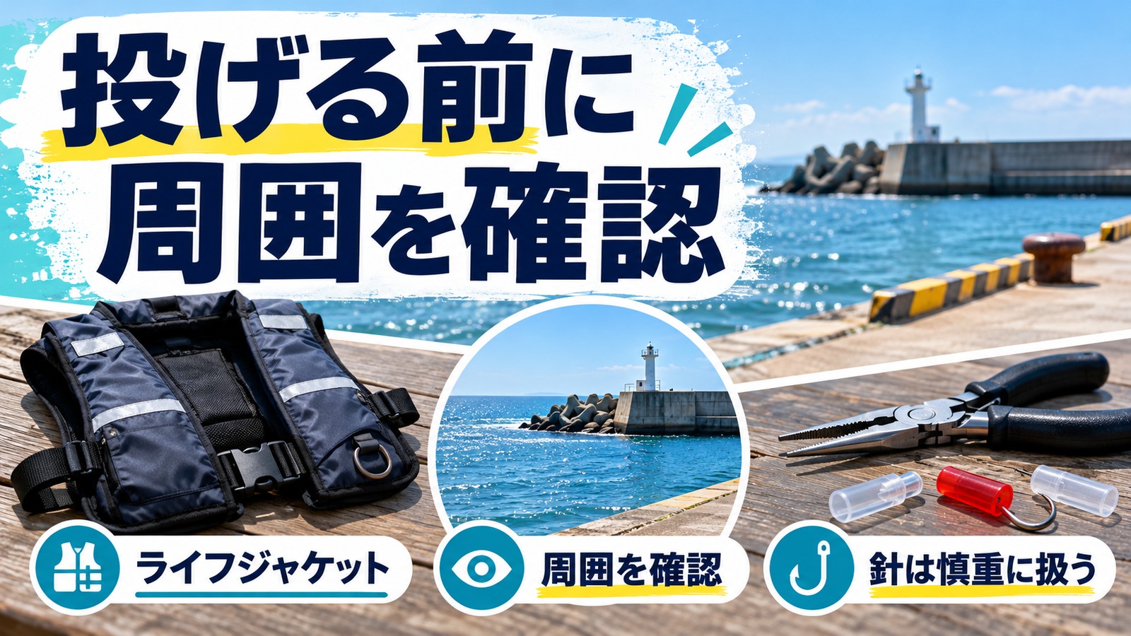 ライフジャケット、周囲確認、プライヤーを示す安全の図
